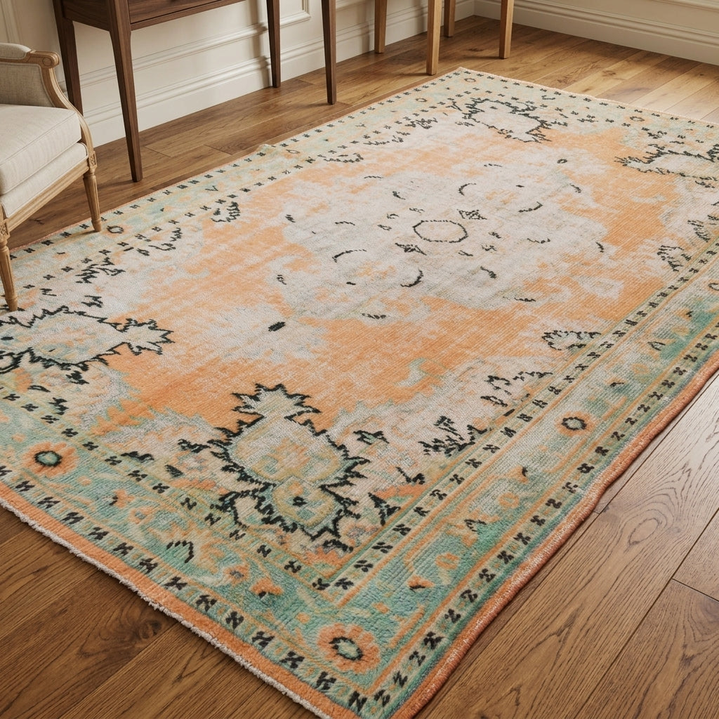 Oriental pattern on the Ceylanter vintage area rug – handmade in Anatolia, Turkey
