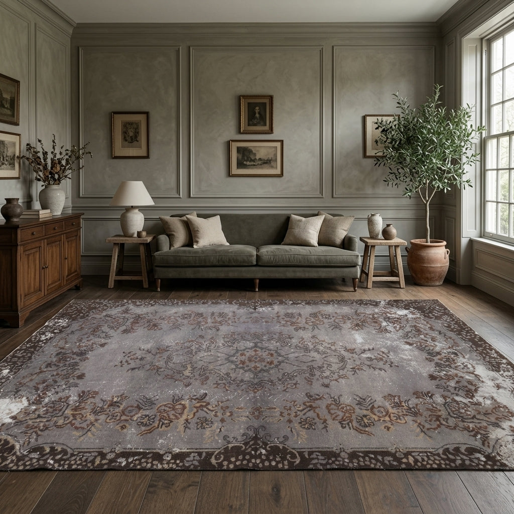 Oriental pattern on the Baharpare vintage area rug – handmade in Anatolia, Turkey