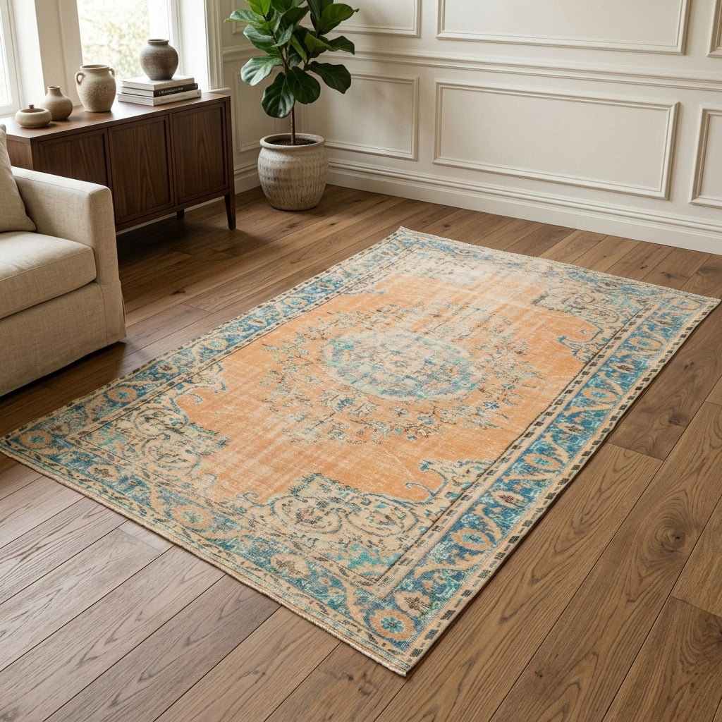 Oriental pattern on the Pembegonca vintage area rug – handmade in Anatolia, Turkey