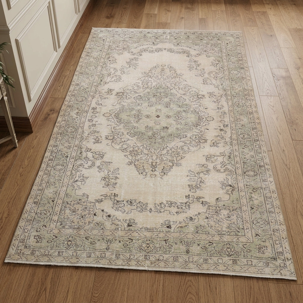 Oriental pattern on the Oykusema vintage area rug – handmade in Anatolia, Turkey