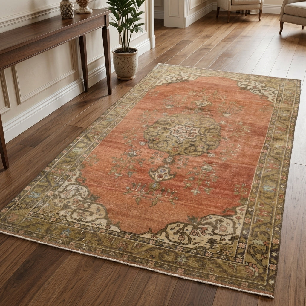 Oriental pattern on the Ouranozoe vintage area rug – handmade in Anatolia, Turkey