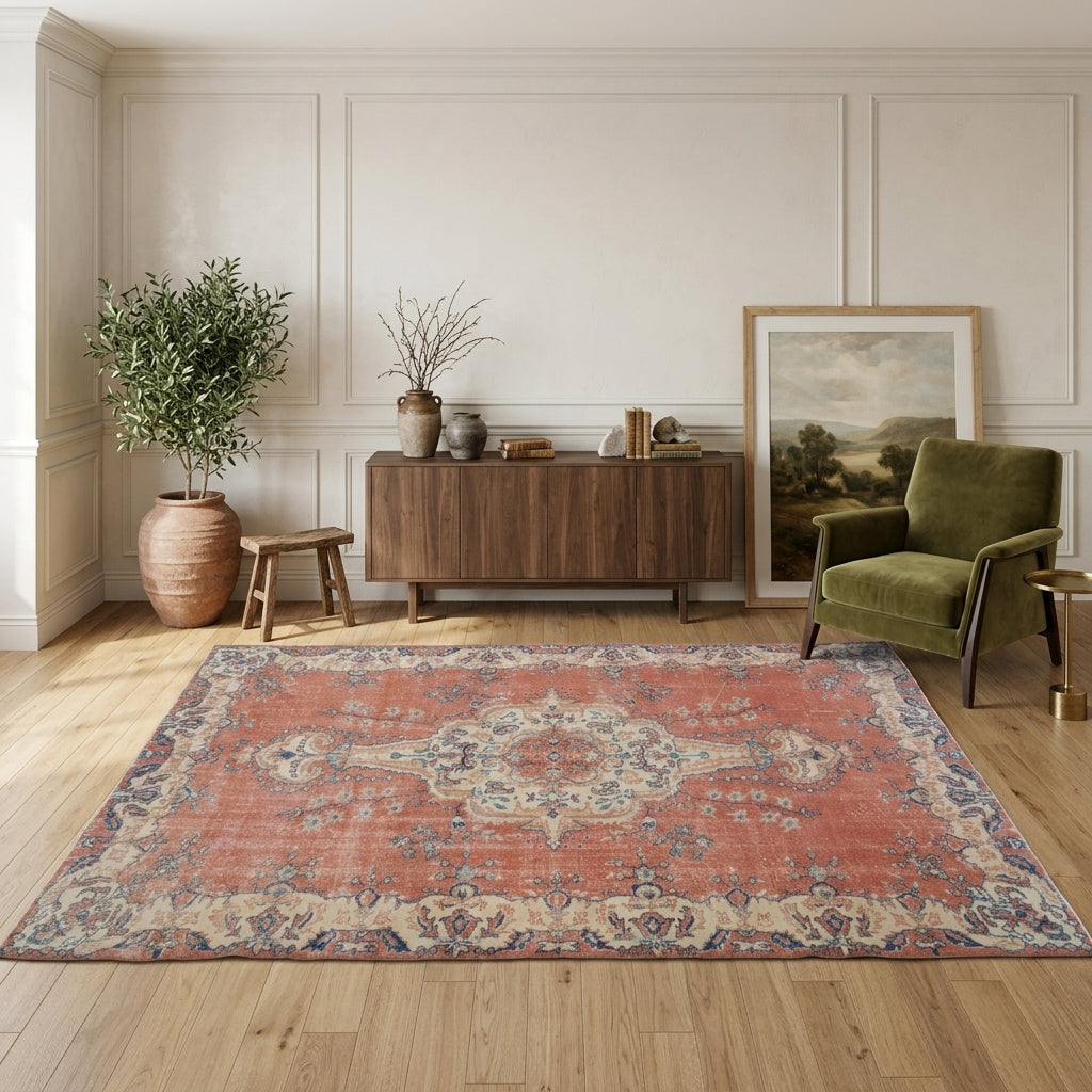 Oriental pattern on the Nuray vintage area rug – handmade in Anatolia, Turkey