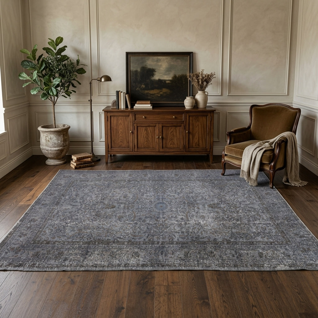 Floral pattern on the Nukhetseza vintage area rug – handmade in Anatolia, Turkey