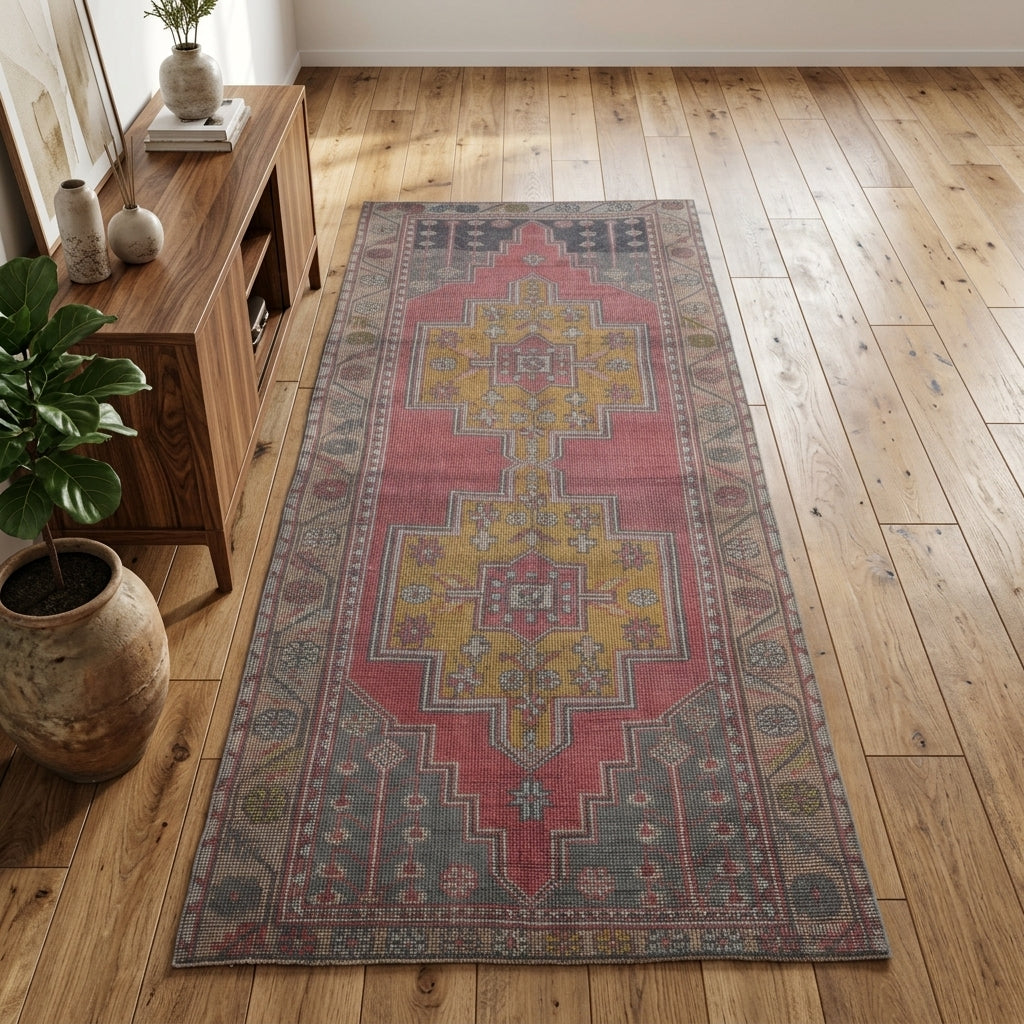 Oriental pattern on the Nevnisin vintage area rug – handmade in Anatolia, Turkey