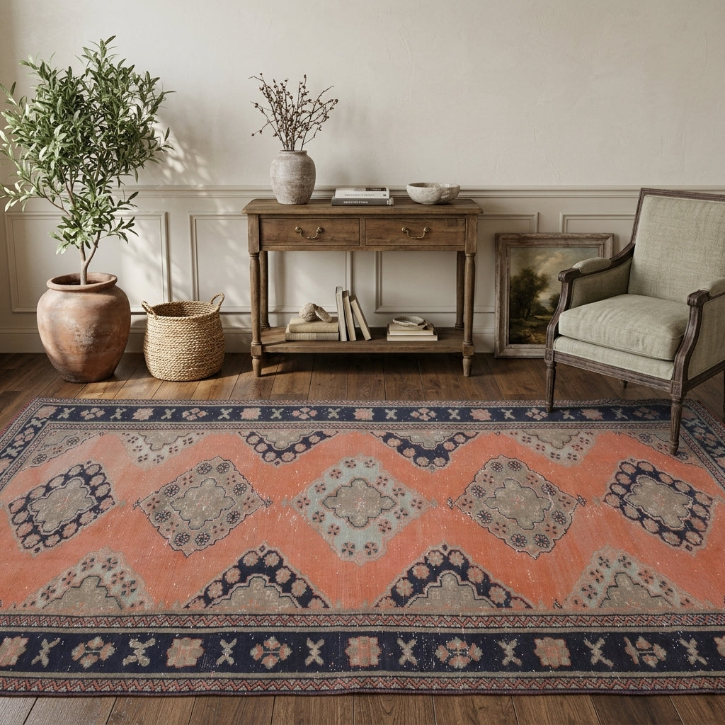 Oriental pattern on the Hazanpezir vintage runner rug – handmade in Anatolia, Turkey