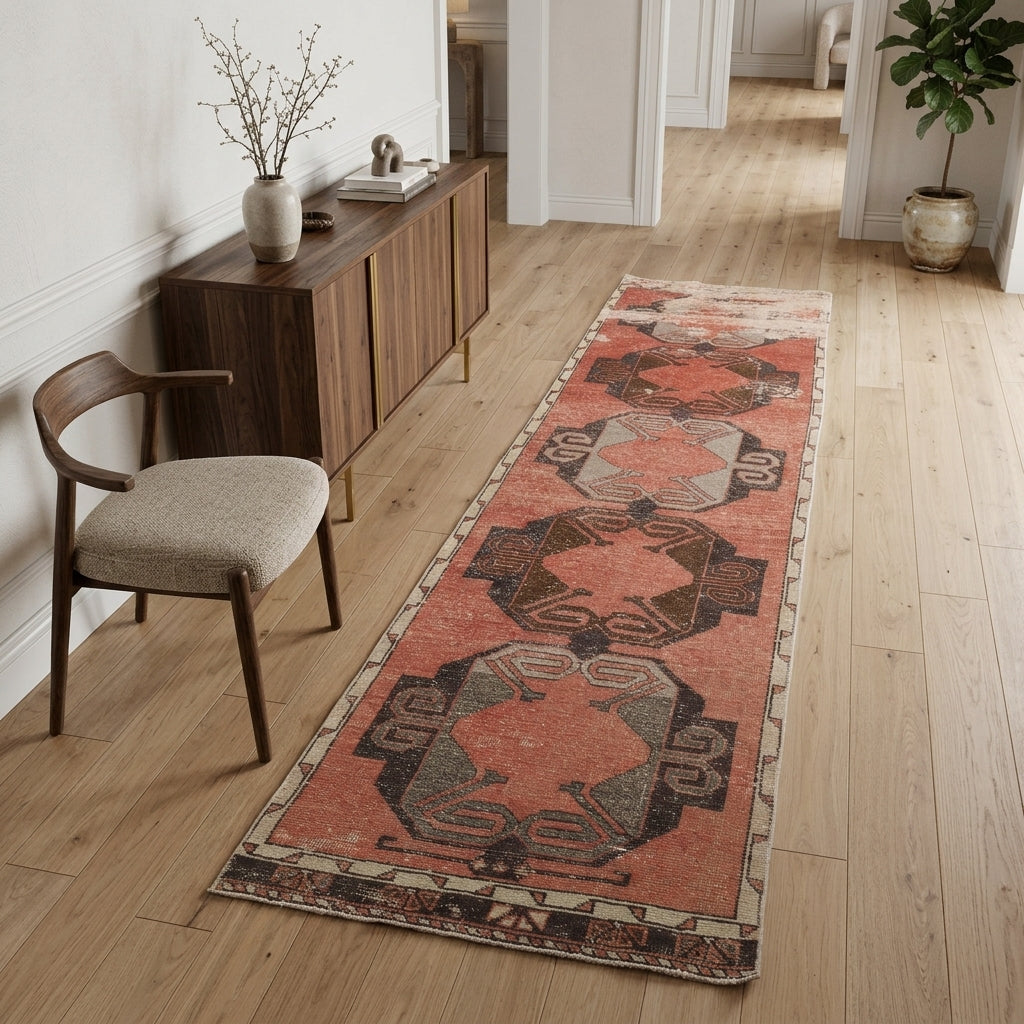 Oriental pattern on the Hedidoxa vintage runner rug – handmade in Anatolia, Turkey