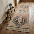 Geometric pattern on the Manijeh vintage runner rug – handmade in Anatolia, Turkey