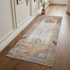 Oriental pattern on the Mahsuzenaz distressed vintage runner rug – handmade in Anatolia, Turkey