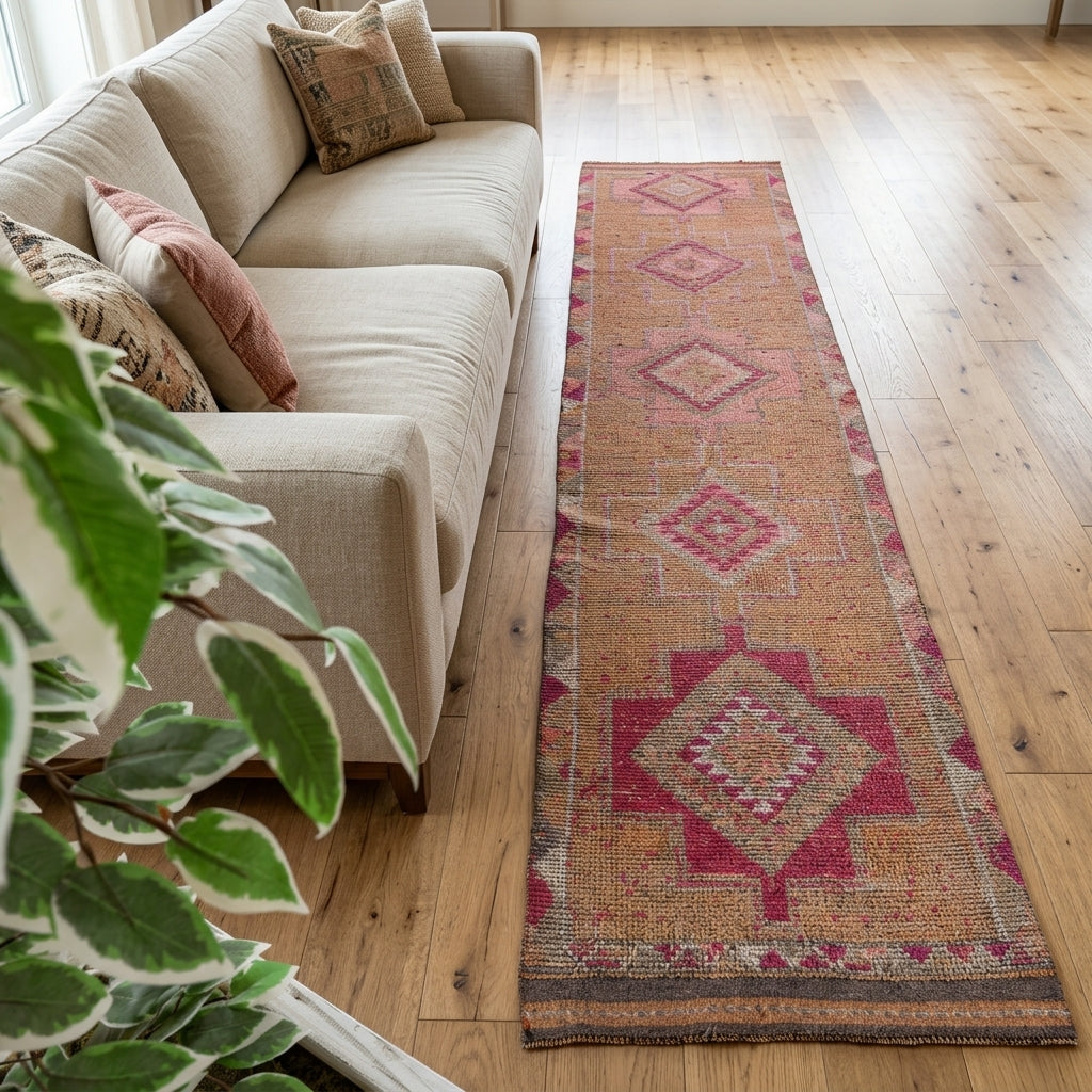 Oriental pattern on the Lysicharis vintage runner rug – handmade in Anatolia, Turkey