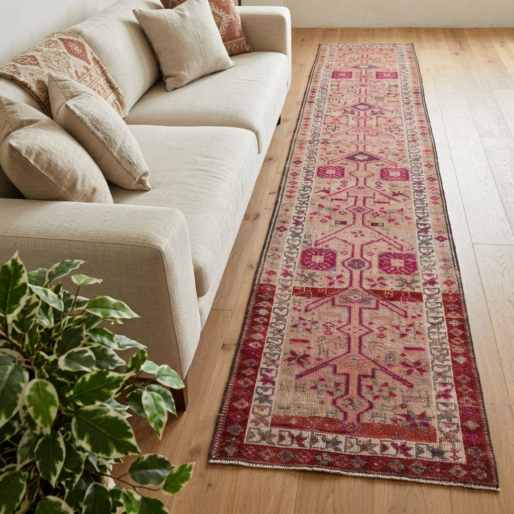 Oriental pattern on the Litorhoia vintage runner rug – handmade in Anatolia, Turkey