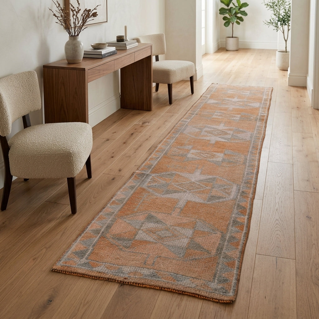 Oriental pattern on the Kyanothea vintage runner rug – handmade in Anatolia, Turkey