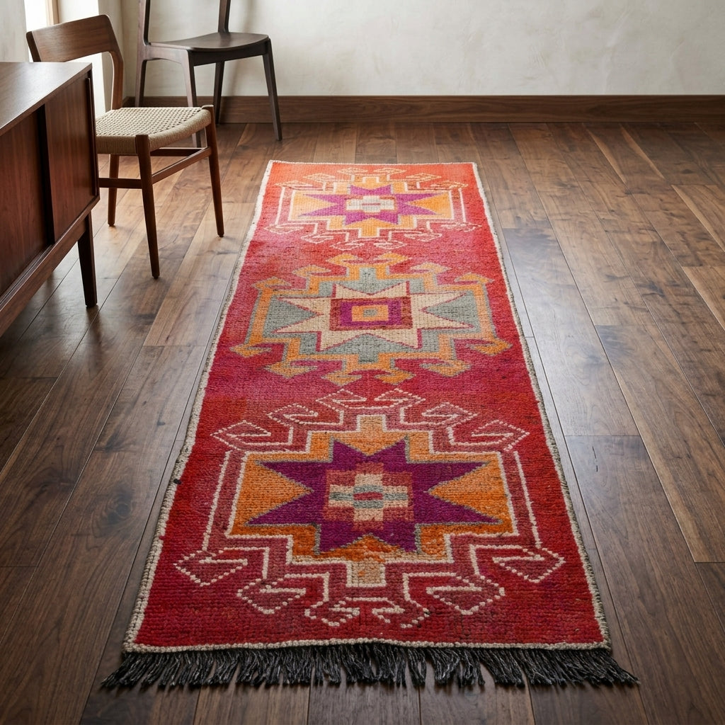 Oriental pattern on the Ketevan vintage runner rug – handmade in Anatolia, Turkey