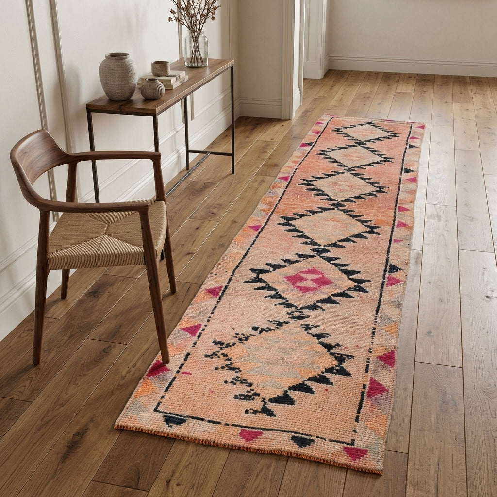 Oriental pattern on the Kehribarbahce vintage runner rug – handmade in Anatolia, Turkey