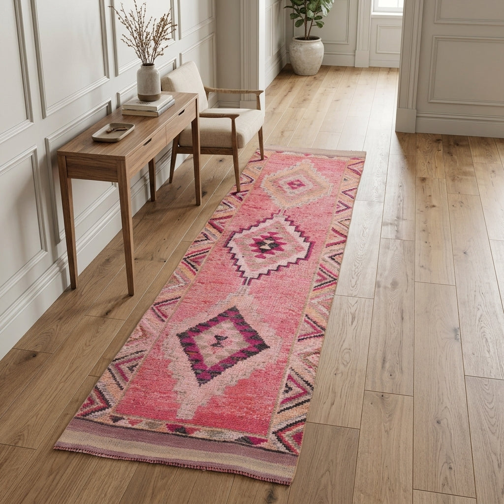 Oriental pattern on the Kelebekdeniz vintage runner rug – handmade in Anatolia, Turkey