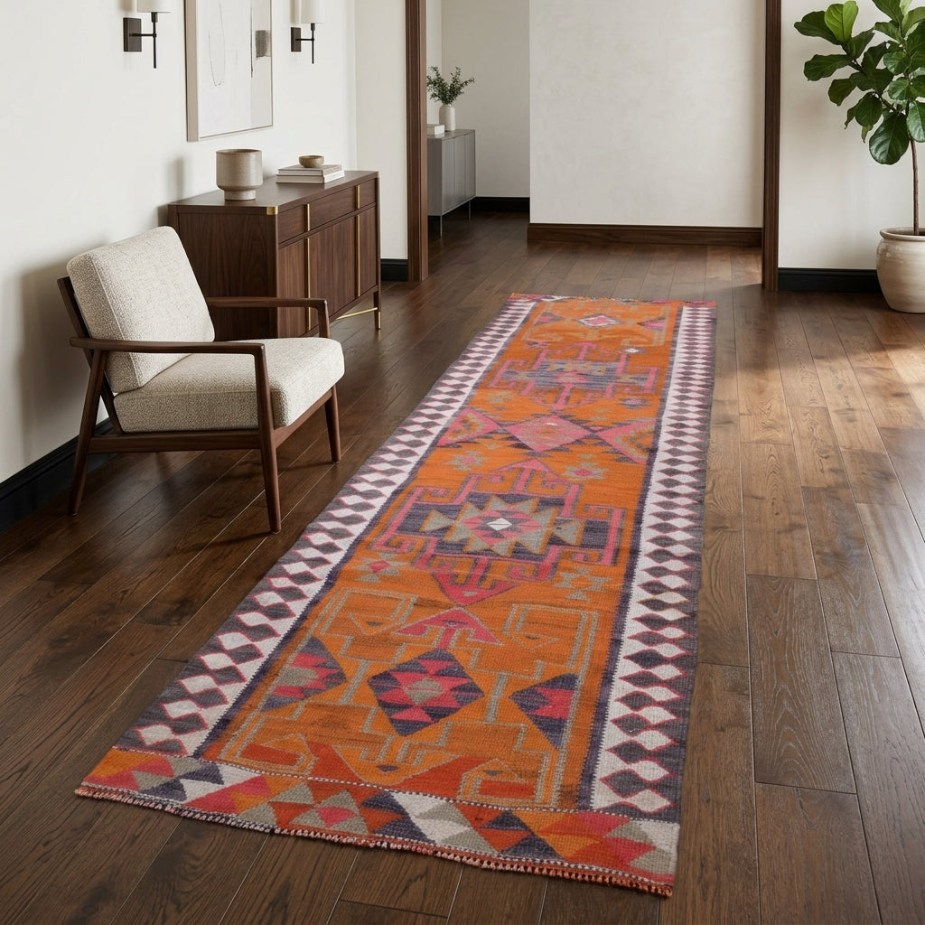 Oriental pattern on the Eugenia vintage runner rug – handmade in Anatolia, Turkey