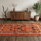 Ikat pattern on the Kevserhayat vintage kilim runner rug – handwoven flatweave in Anatolia, Turkey