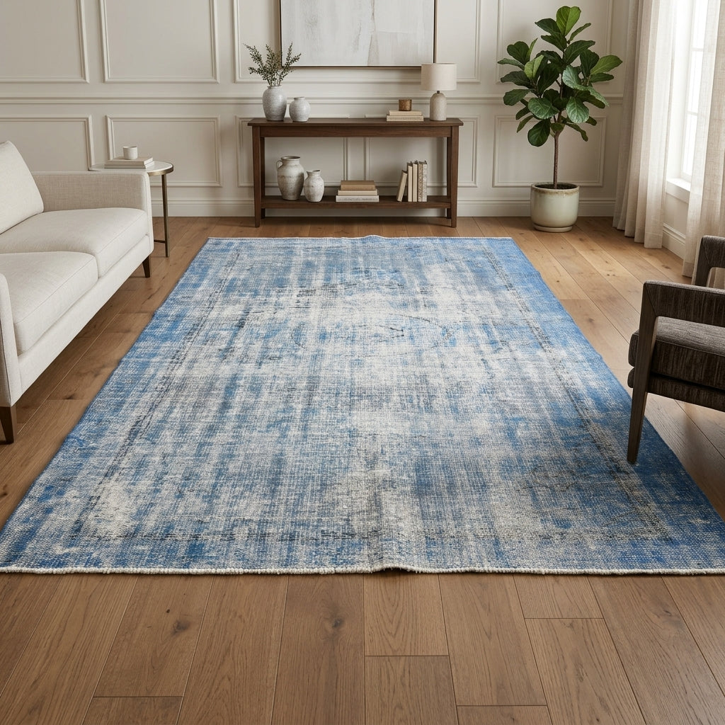 Oriental pattern on the Pervasu overdyed vintage area rug – handmade in Anatolia, Turkey