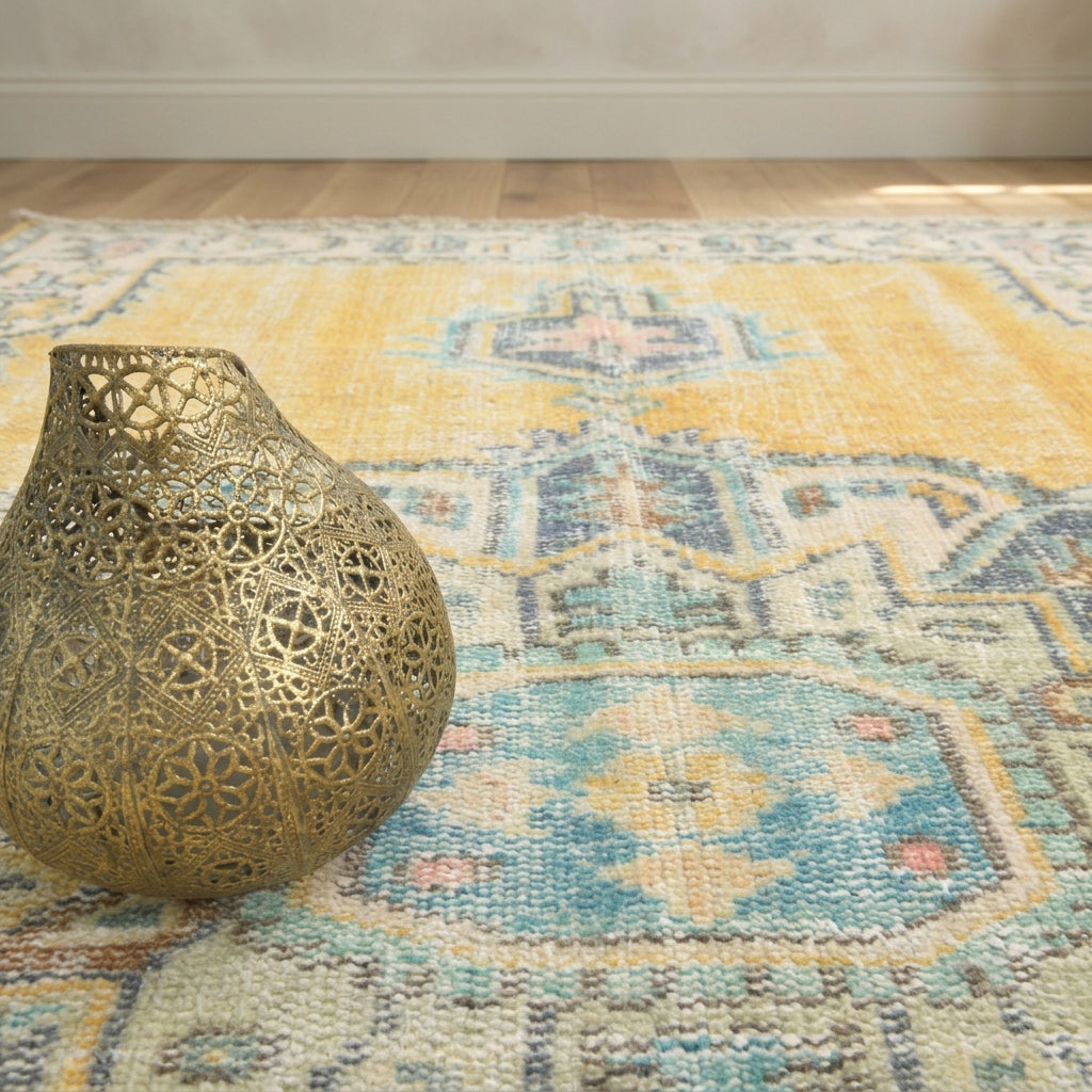 Oriental pattern on the Buketgul vintage area rug – handmade in Anatolia, Turkey