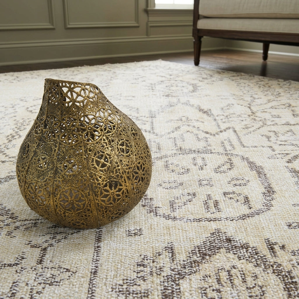 Oriental pattern on the Nakssema vintage area rug – handmade in Anatolia, Turkey