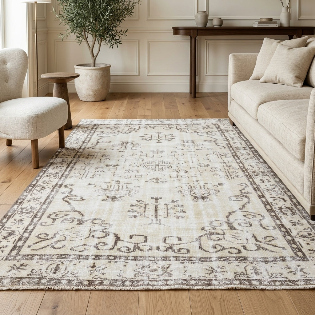 Oriental pattern on the Elpidoxe vintage area rug – handmade in Anatolia, Turkey
