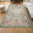 Floral pattern on the Peitho vintage area rug – handmade in Anatolia, Turkey