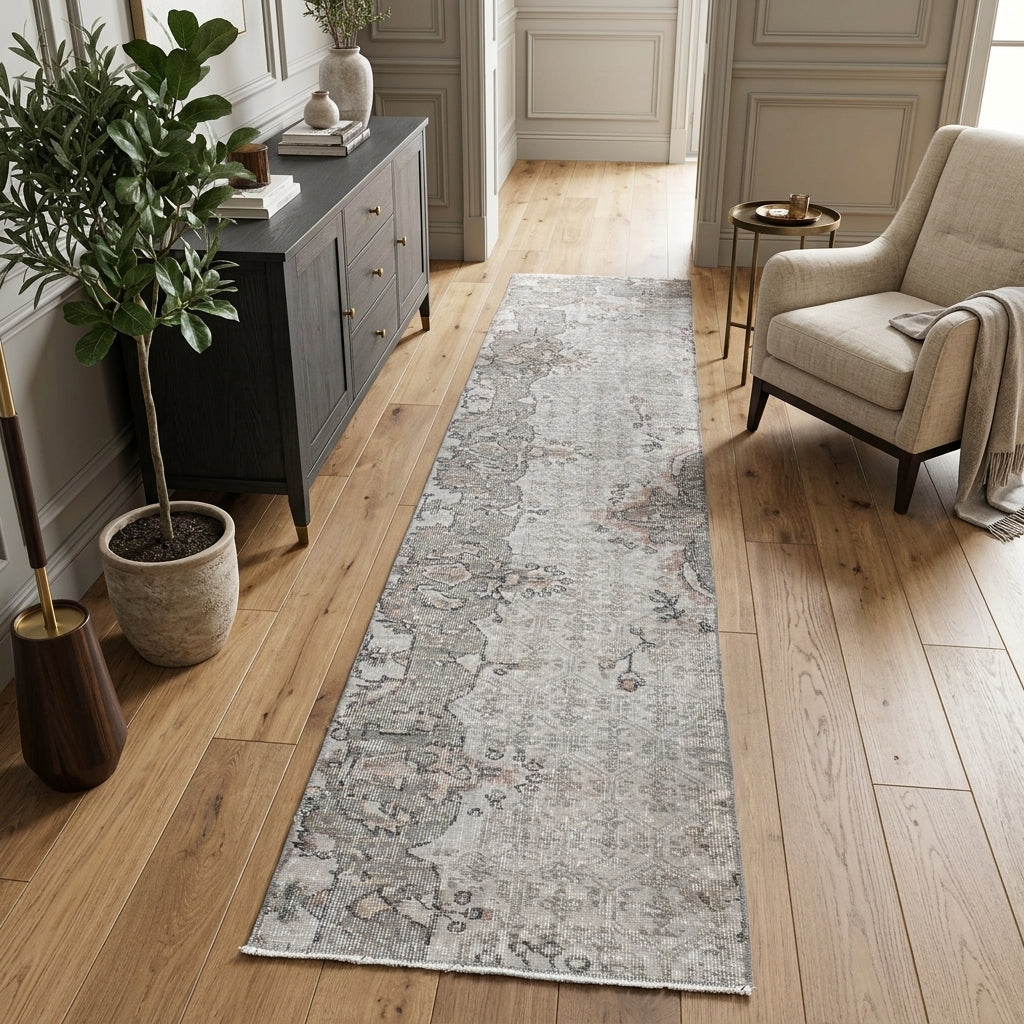 Oriental pattern on the Oykuperver vintage runner rug – handmade in Anatolia, Turkey