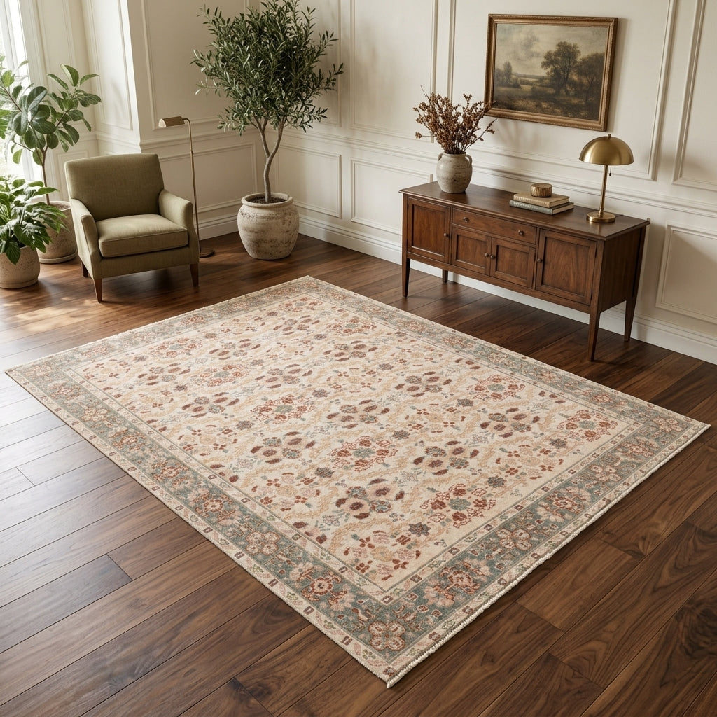 Oriental pattern on the Ruhsar vintage area rug – handmade in Anatolia, Turkey