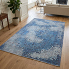 Oriental pattern on the Sedanurumut 1970's distressed vintage area rug – handmade in Anatolia, Turkey