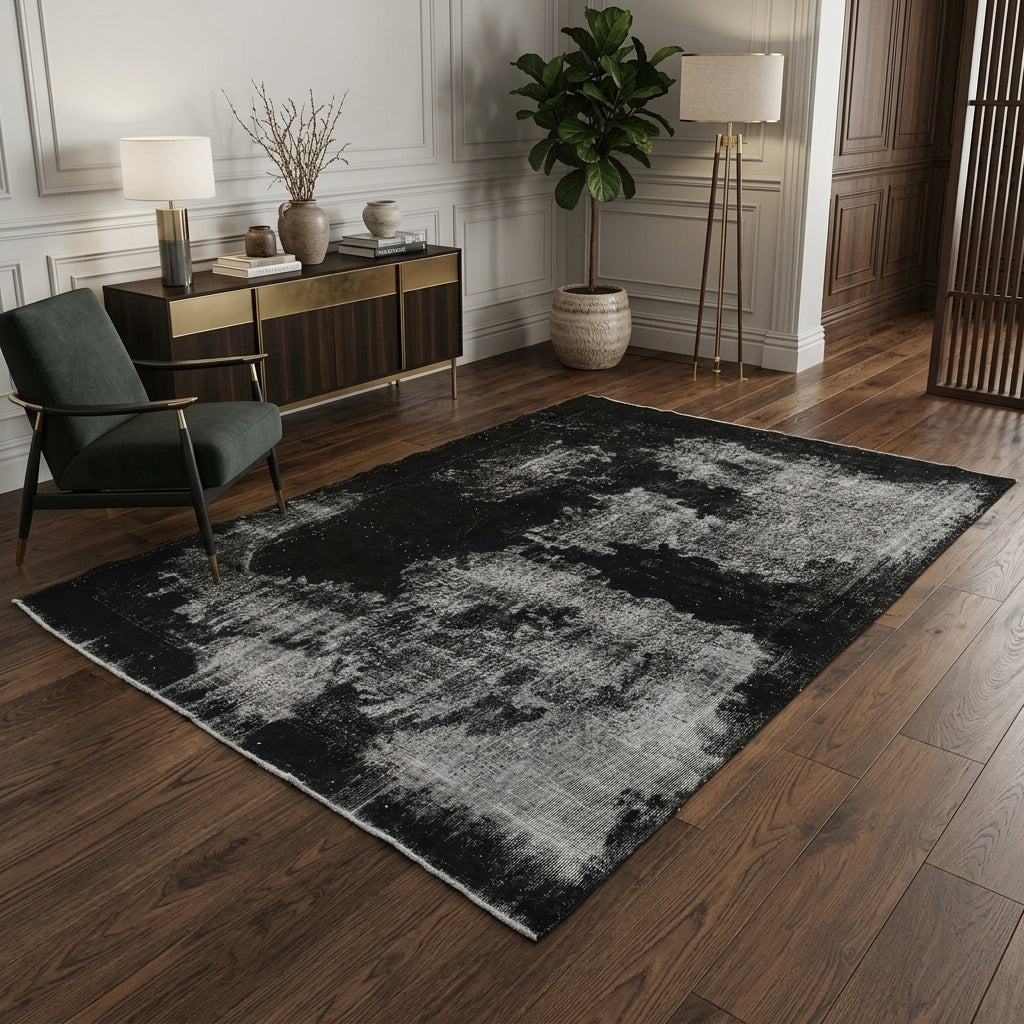 Solid pattern on the Argyrolyra overdyed vintage area rug – handmade in Anatolia, Turkey