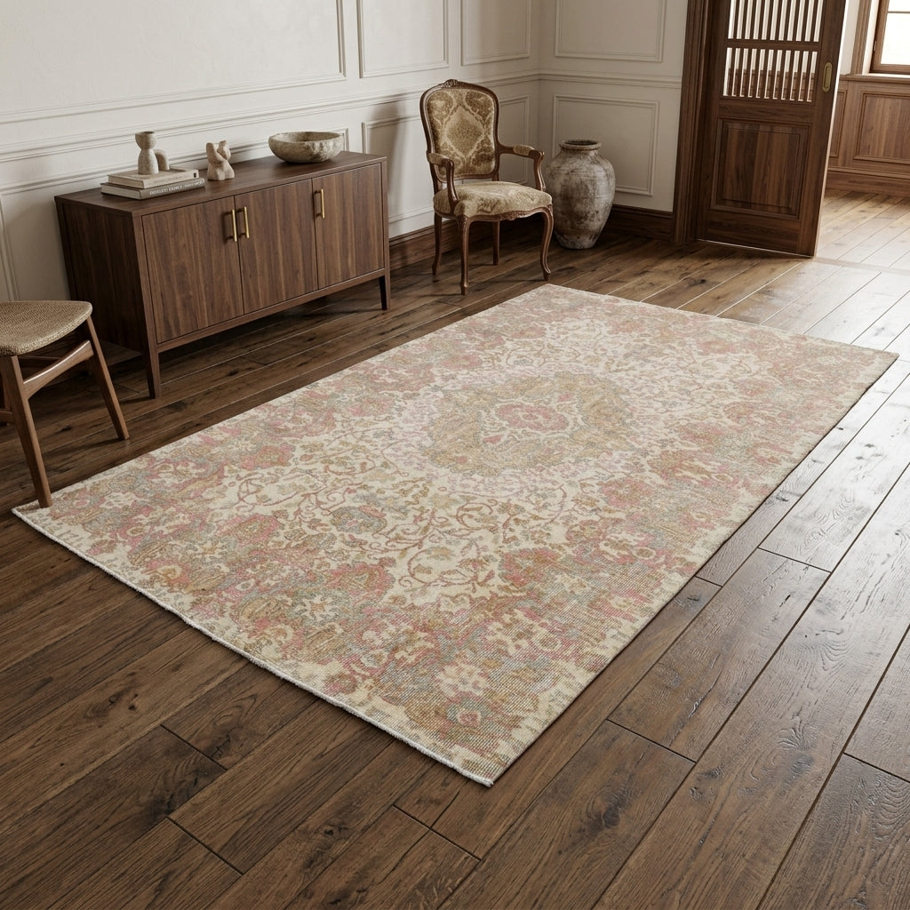 Oriental pattern on the Argyrosthene vintage area rug – handmade in Anatolia, Turkey