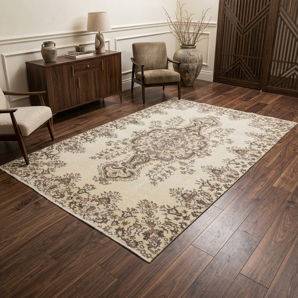 Oriental pattern on the Cerenhayat vintage area rug – handmade in Anatolia, Turkey