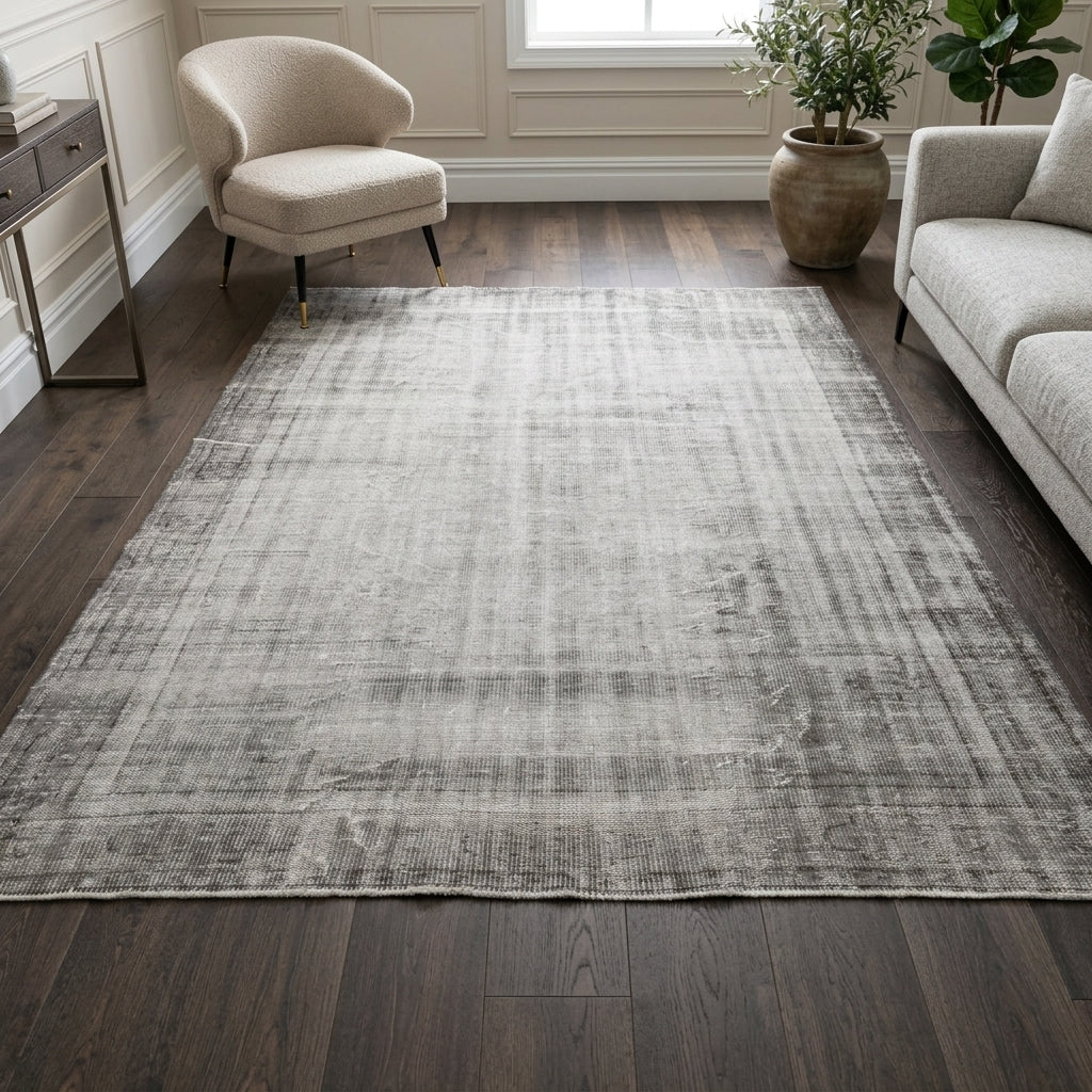 Solid pattern on the Ferahara distressed vintage area rug – handmade in Anatolia, Turkey