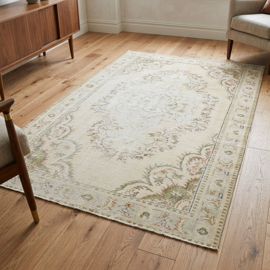 Oriental pattern on the Hosyarnaz vintage area rug – handmade in Anatolia, Turkey