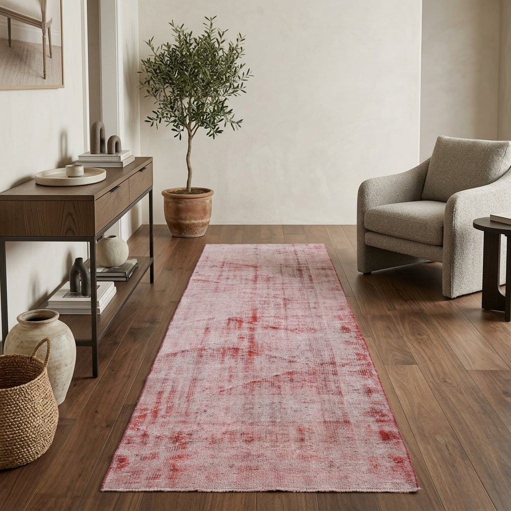 Abstract pattern on the Sigacik distressed vintage runner rug – handmade in Anatolia, Turkey