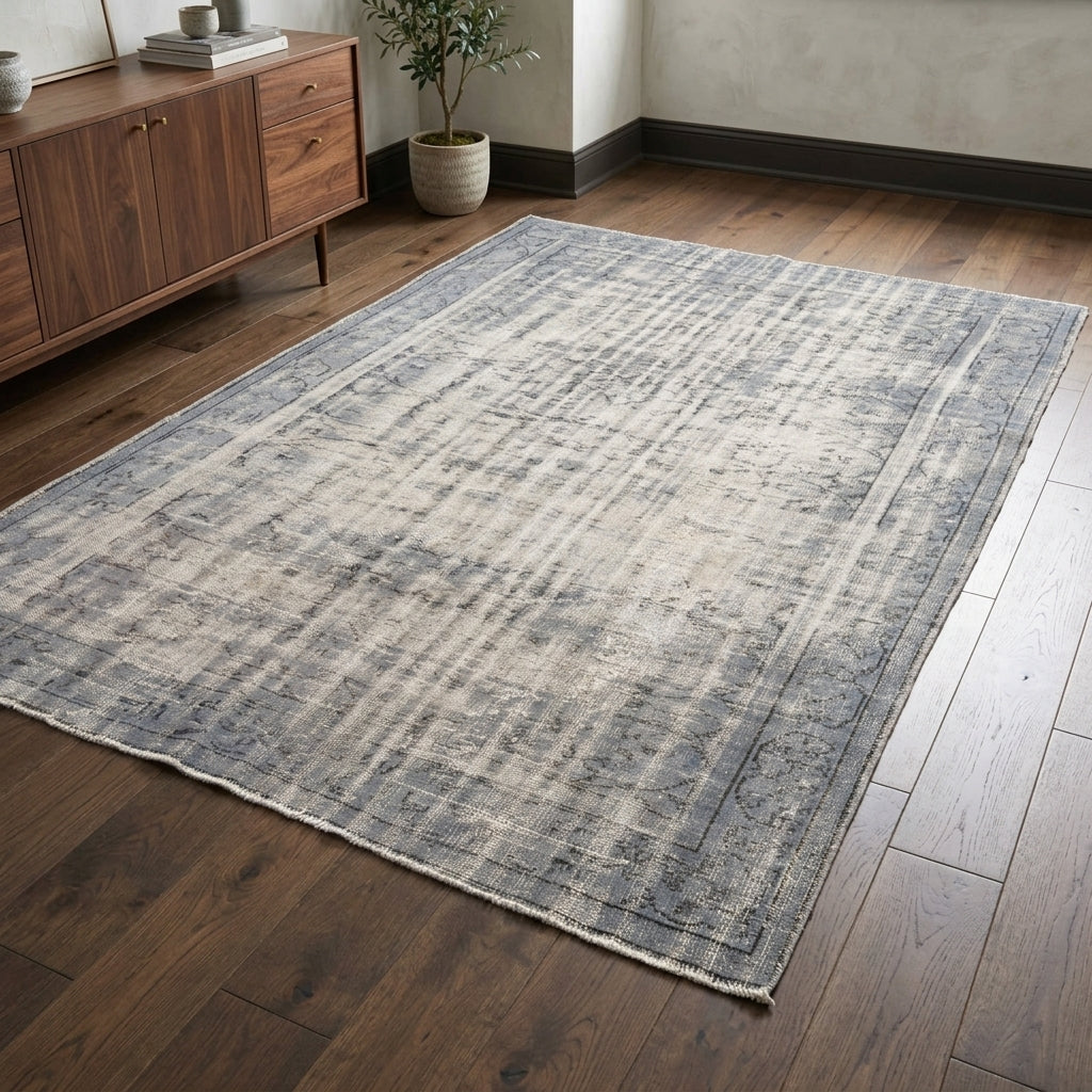 Abstract pattern on the Yagmurnur distressed vintage area rug – handmade in Anatolia, Turkey
