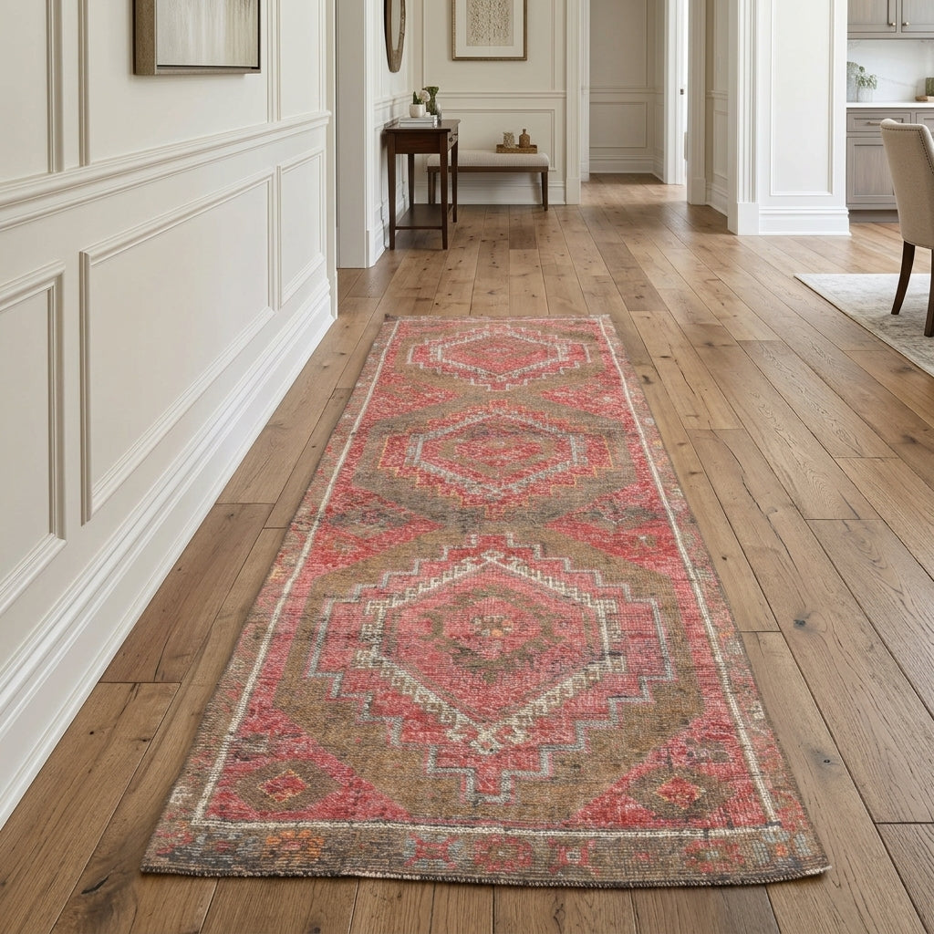 Oriental pattern on the Zeytinkusa vintage runner rug – handmade in Anatolia, Turkey