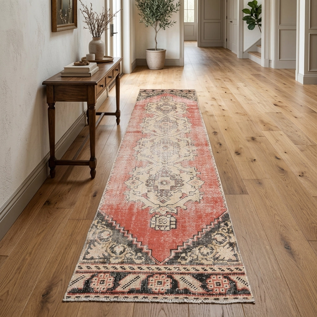 Oriental pattern on the Zuhreisik vintage runner rug – handmade in Anatolia, Turkey