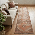 Geometric pattern on the Yagmur distressed vintage runner rug – handmade in Anatolia, Turkey
