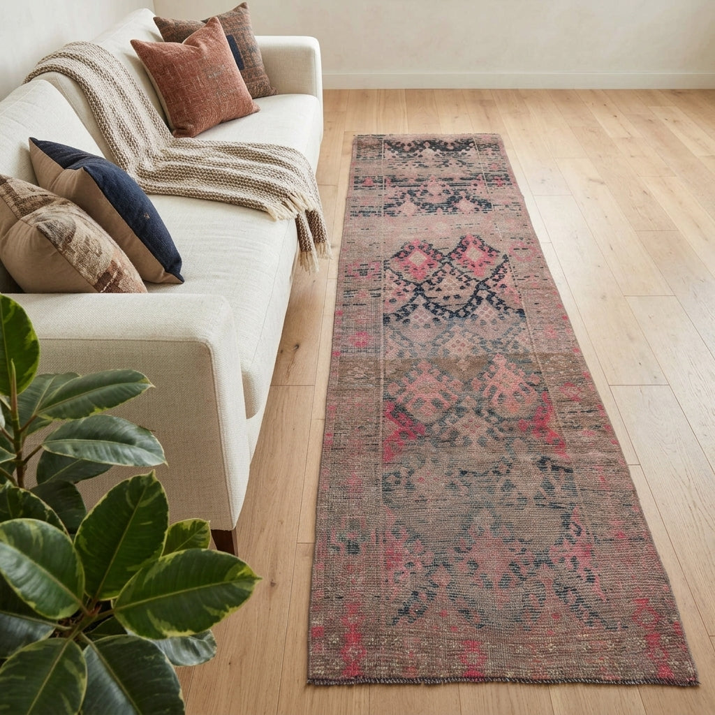 Oriental pattern on the Yelizsad vintage runner rug – handmade in Anatolia, Turkey