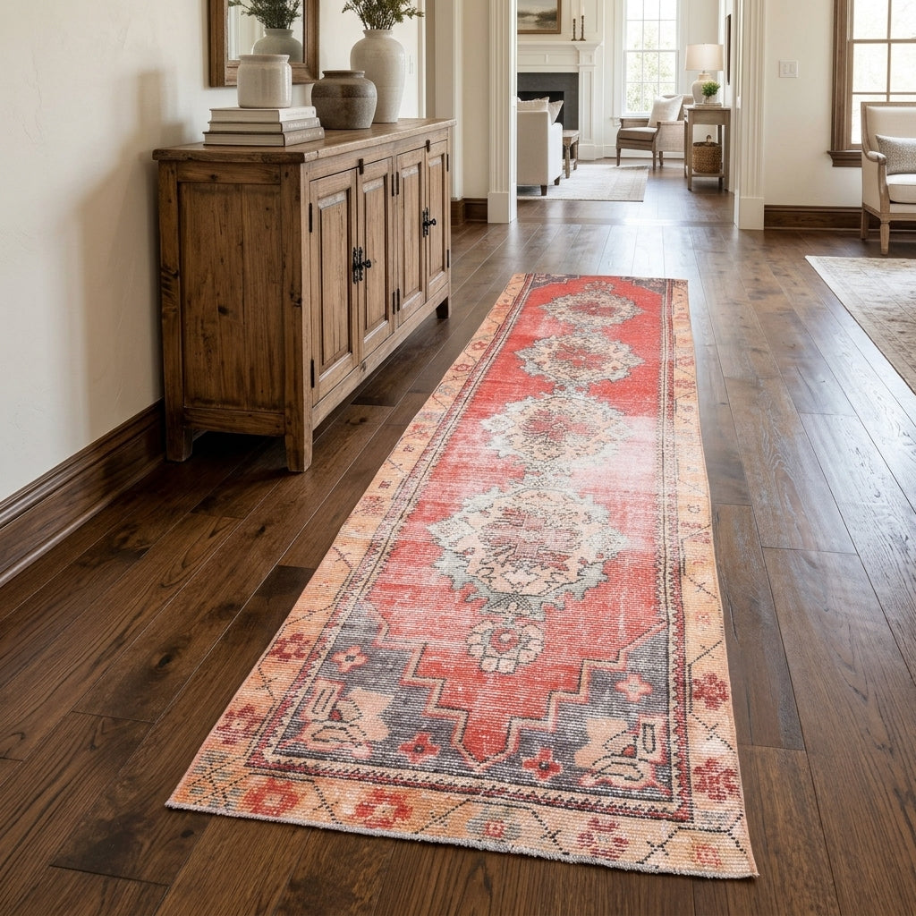 Oriental pattern on the Dilsadnaz vintage runner rug – handmade in Anatolia, Turkey