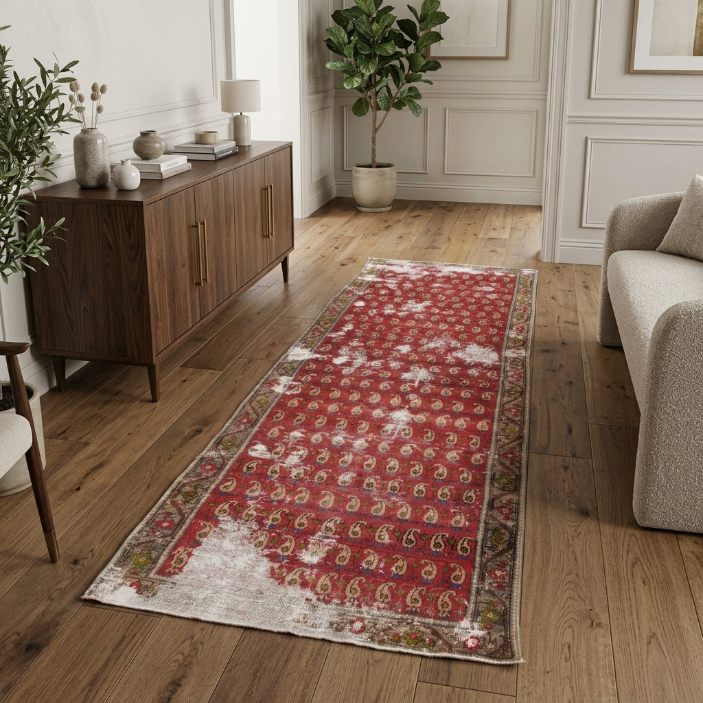 Ikat pattern on the Lysidora vintage runner rug – handmade in Hereke, Turkey
