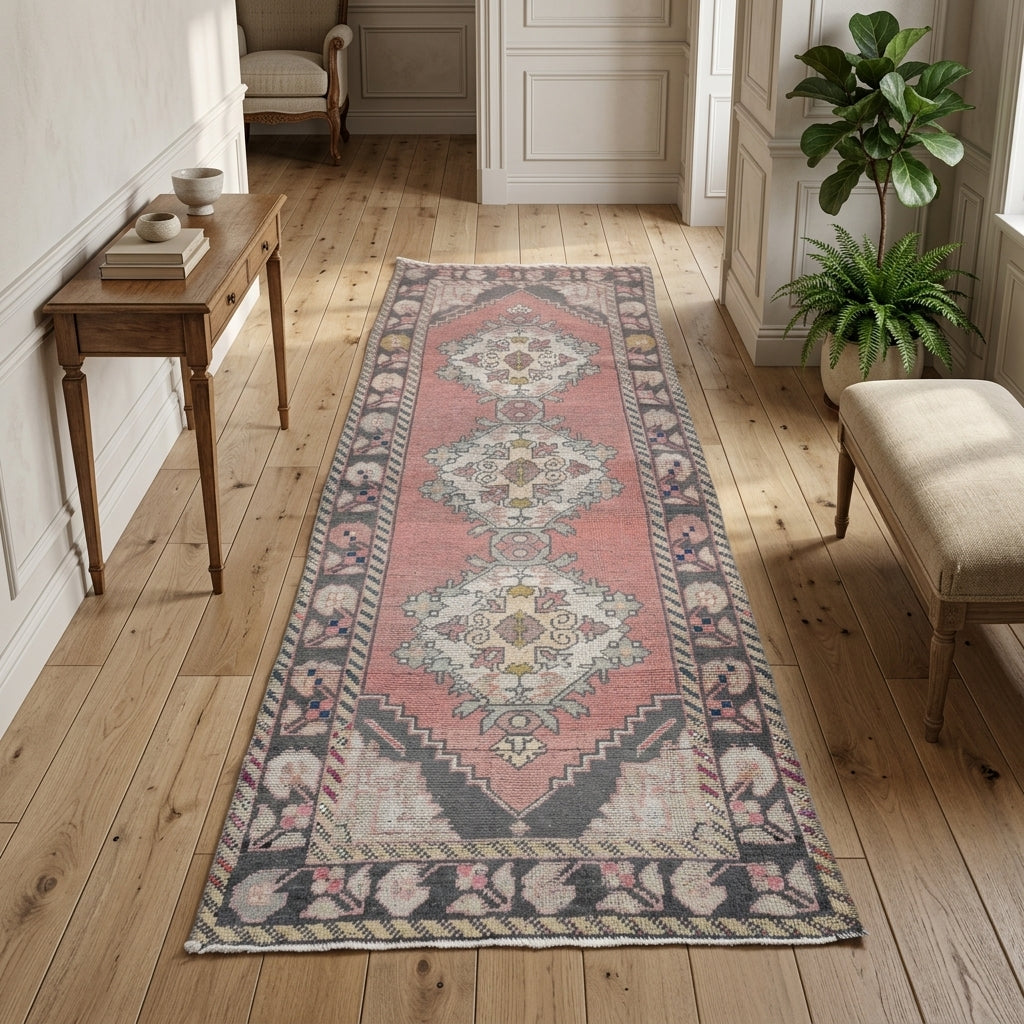 Oriental pattern on the Kirazbahar vintage runner rug – handmade in Anatolia, Turkey