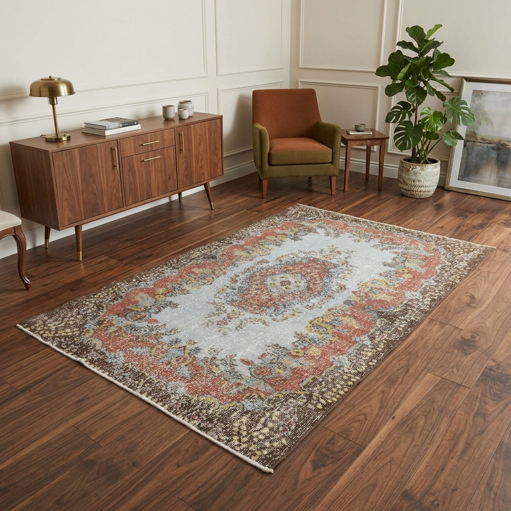 Oriental pattern on the Hurremruh vintage area rug – handmade in Anatolia, Turkey