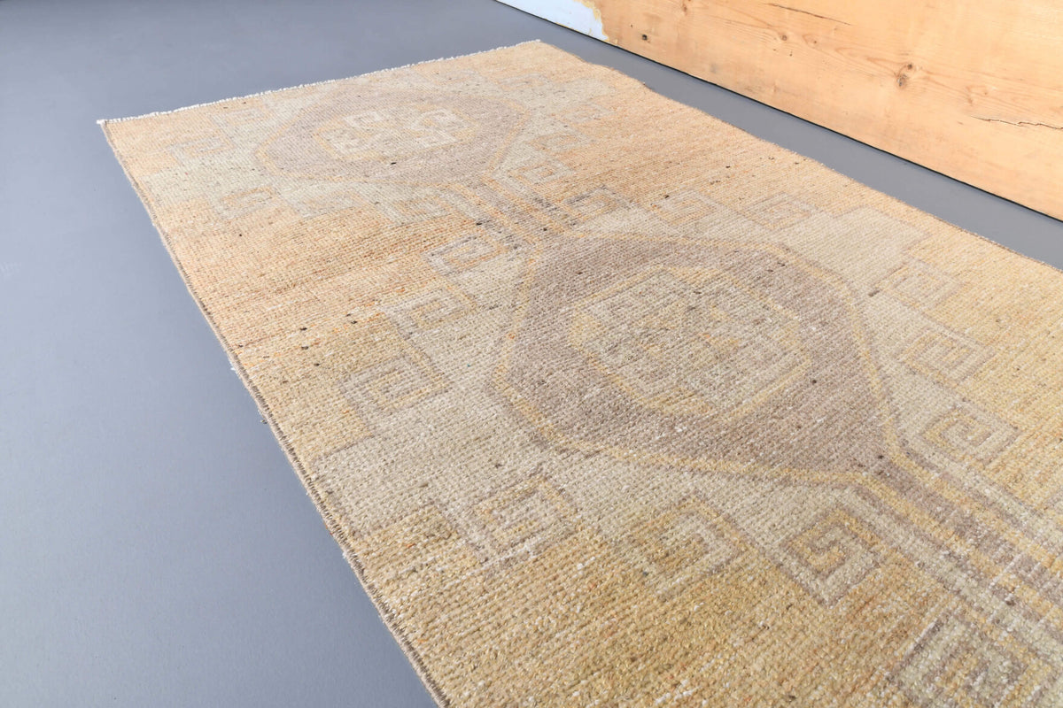 Vintage Beige Oushak Runner Rug
