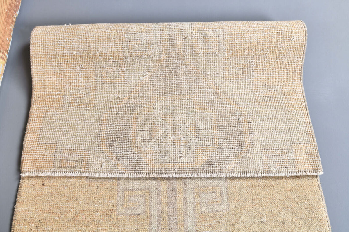 Vintage Beige Oushak Runner Rug