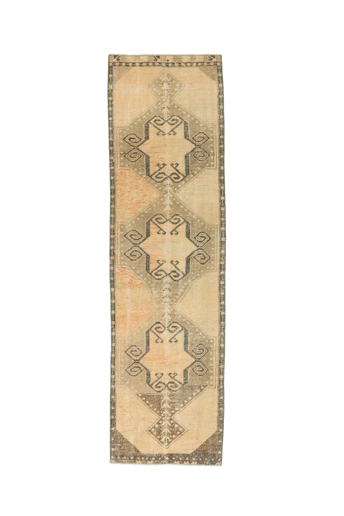 Vintage Orange Oushak Runner Rug