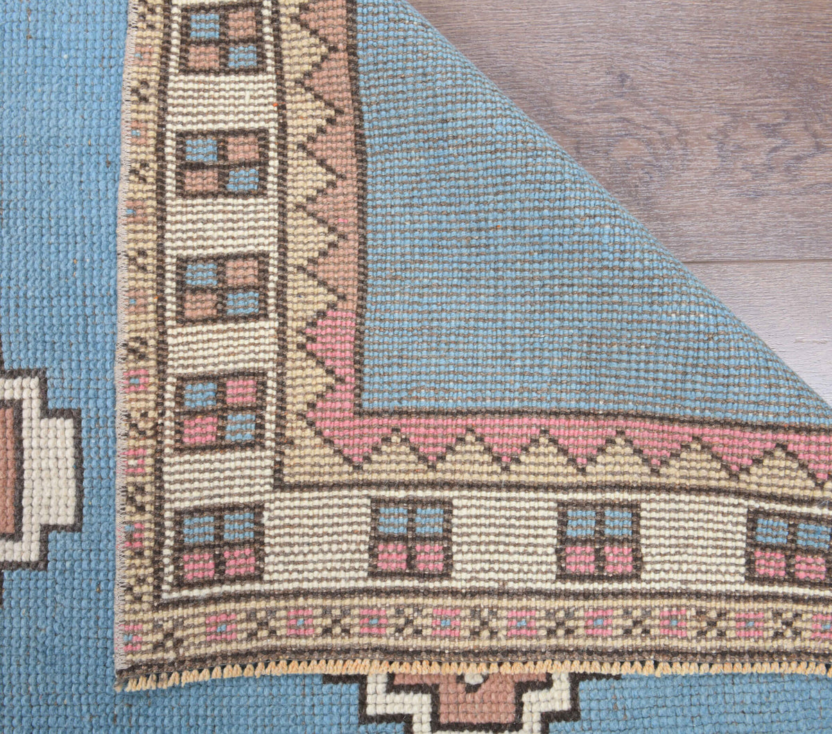 3x10 Pastel Blue Vintage Oushak Runner Rug