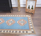 3x10 Pastel Blue Vintage Oushak Runner Rug
