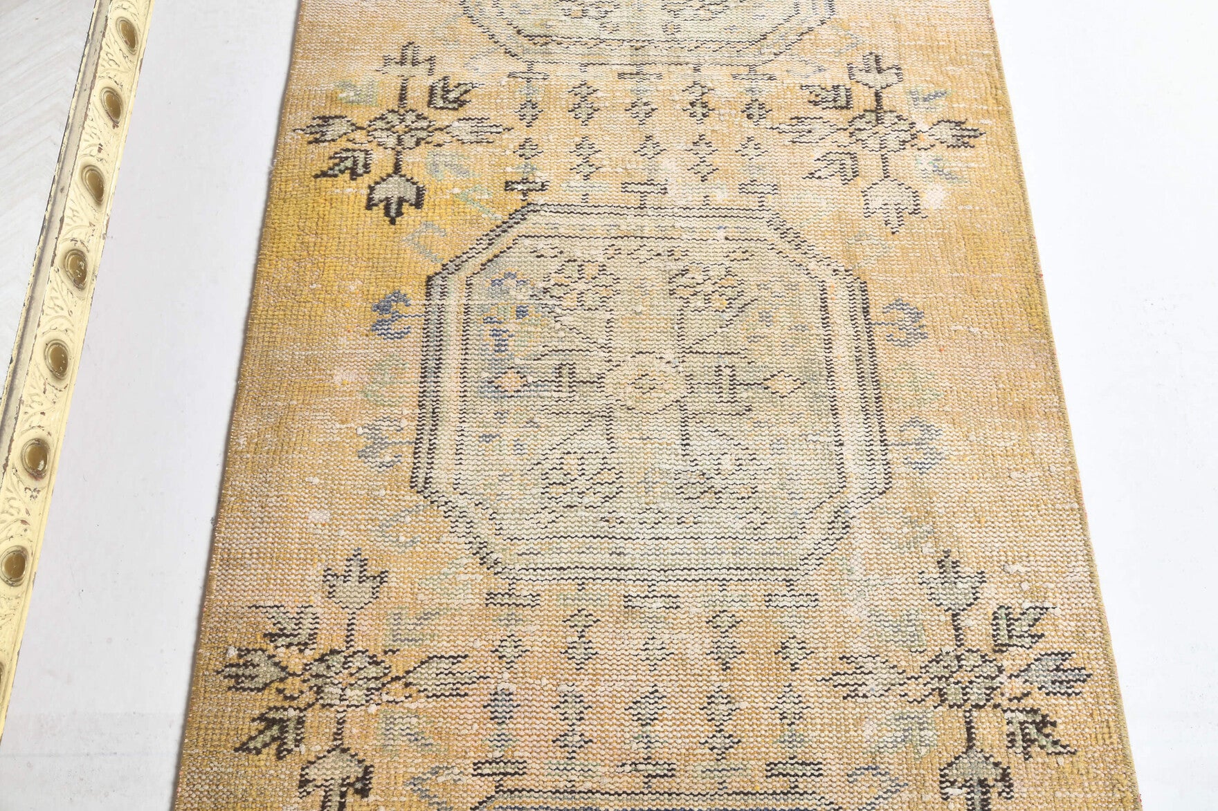 Vintage Oushak Runner Distressed Rug