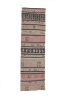 Handwoven flatweave wool runner from Anatolia, Turkey – 3x11 Vintage Handwoven Kilim Runner 3'4" x 11'2"